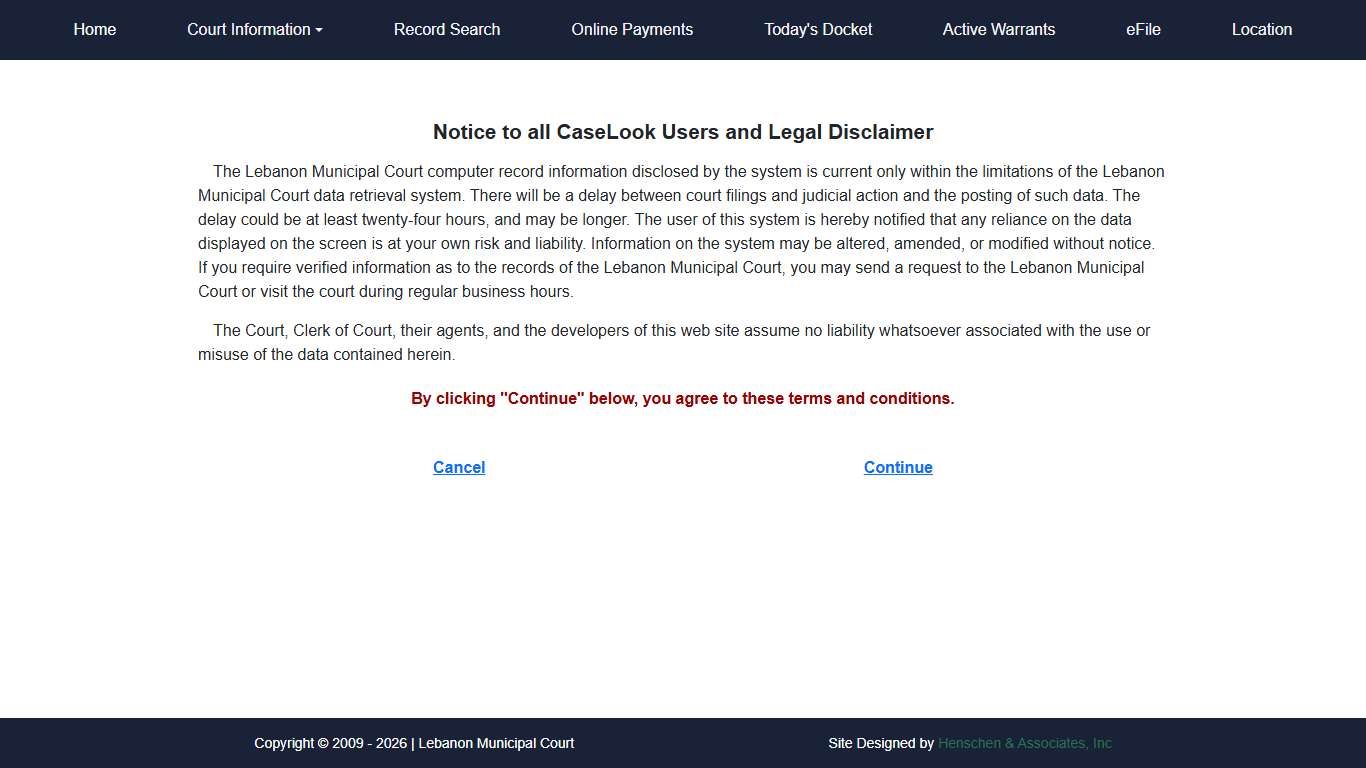 Lebanon Municipal Court - Record Search