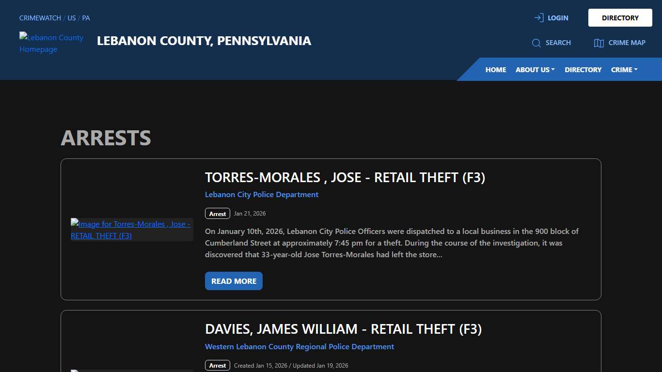 Arrests for Lebanon County, Pennsylvania | CRIMEWATCH